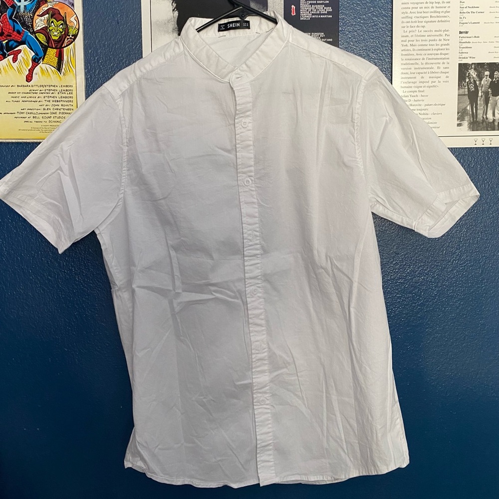 SHEIN Collarless Button-up
